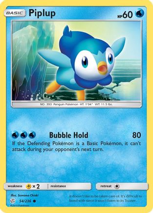 Piplup 054/236 - Reverse Holofoil SM Cosmic Eclipse - Common
