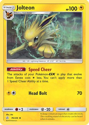 Jolteon 070/236 - Reverse Holofoil SM Cosmic Eclipse - Uncommon