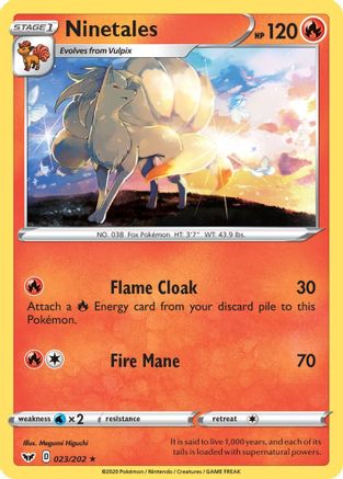 Ninetales 023/202 - Reverse Holofoil SWSH01 Sword & Shield Base Set - Rare