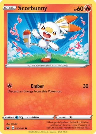 Scorbunny (030) 030/202 SWSH01 Sword & Shield Base Set - Common