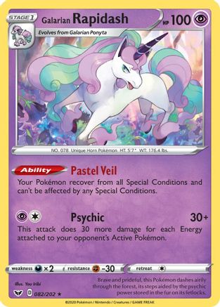 Galarian Rapidash 082/202 - Reverse Holofoil SWSH01 Sword & Shield Base Set - Rare