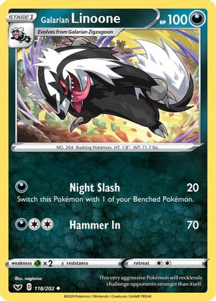 Galarian Linoone 118/202 SWSH01 Sword & Shield Base Set - Uncommon