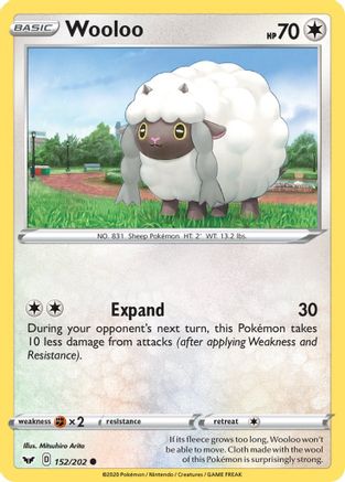 Wooloo (152) 152/202 - Reverse Holofoil SWSH01 Sword & Shield Base Set - Common