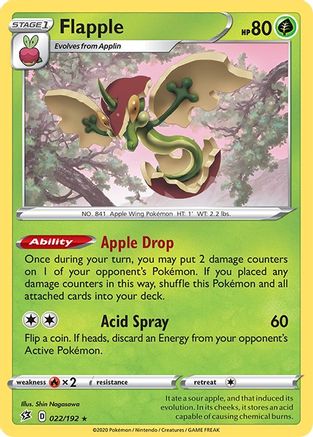 Flapple 022/192 - Reverse Holofoil SWSH02 Rebel Clash - Holo Rare