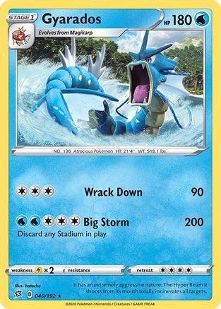 Gyarados 040/192 - Reverse Holofoil SWSH02 Rebel Clash - Holo Rare