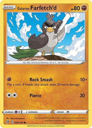 Galarian Farfetch'd 094/192 SWSH02 Rebel Clash - Common