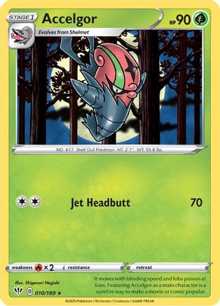 Accelgor 010/189 - Reverse Holofoil SWSH03 Darkness Ablaze - Rare