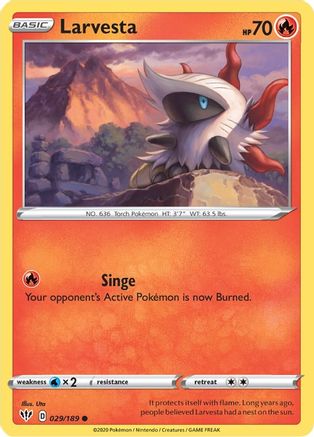 Larvesta 029/189 - Reverse Holofoil SWSH03 Darkness Ablaze - Common