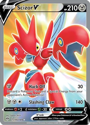 Scizor V (Full Art) 183/189 - Holofoil SWSH03 Darkness Ablaze - Ultra Rare