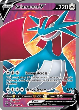 Salamence V (Full Art) 185/189 - Holofoil SWSH03 Darkness Ablaze - Ultra Rare