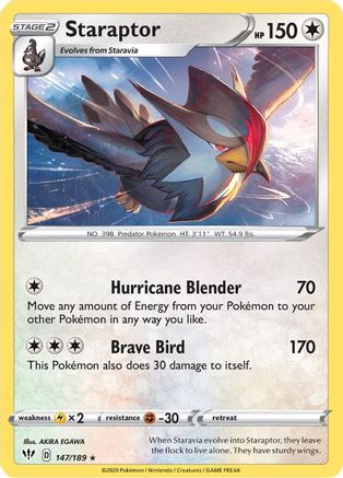 Staraptor 147/189 - Reverse Holofoil SWSH03 Darkness Ablaze - Rare