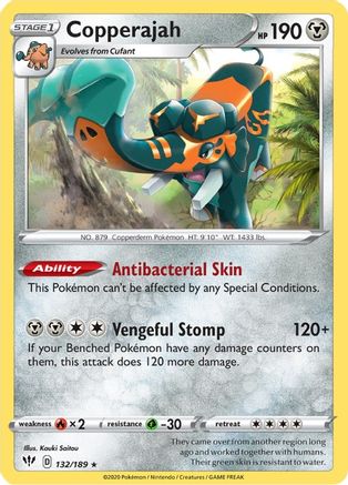 Copperajah 132/189 - Reverse Holofoil SWSH03 Darkness Ablaze - Holo Rare
