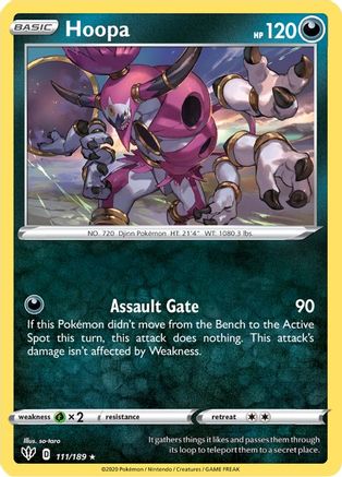 Hoopa 111/189 - Reverse Holofoil SWSH03 Darkness Ablaze - Holo Rare