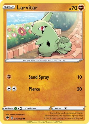 Larvitar 086/189 SWSH03 Darkness Ablaze - Common