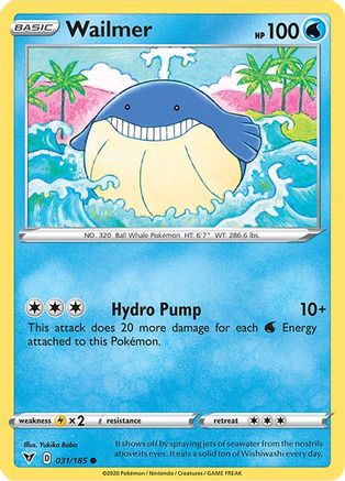 Wailmer 031/185 - Reverse Holofoil SWSH04 Vivid Voltage - Common