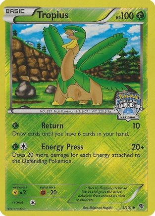 Tropius 005/101 - Reverse Holofoil League & Championship Cards - Promo