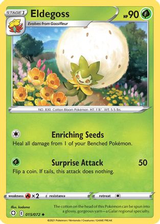 Eldegoss 015/072 - Reverse Holofoil Shining Fates - Uncommon