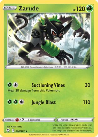 Zarude 016/072 - Reverse Holofoil Shining Fates - Rare