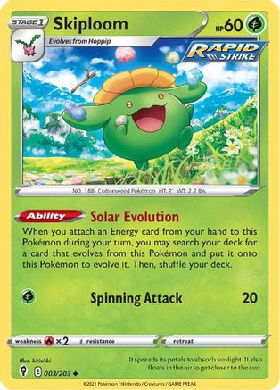 Skiploom 003/203 - Reverse Holofoil SWSH07 Evolving Skies - Uncommon