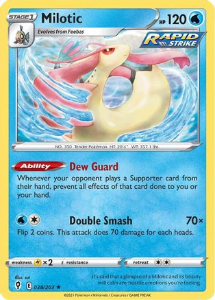 Milotic 038/203 - Reverse Holofoil SWSH07 Evolving Skies - Rare