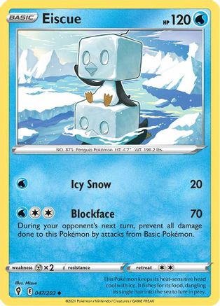 Eiscue 047/203 - Reverse Holofoil SWSH07 Evolving Skies - Uncommon