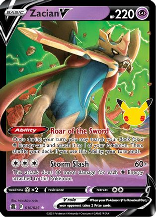 Zacian V 016/025 - Holofoil Celebrations - Ultra Rare