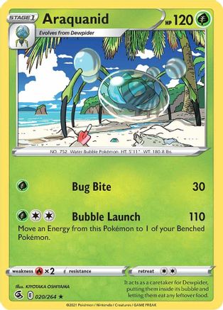 Araquanid 020/264 - Reverse Holofoil SWSH08 Fusion Strike - Rare