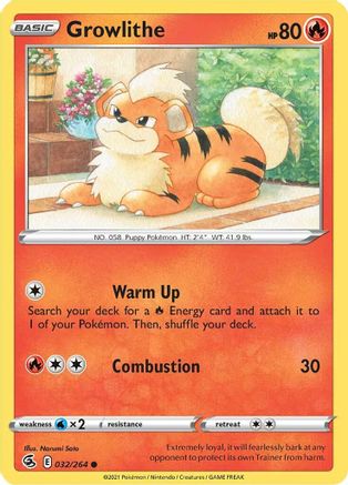 Growlithe 032/264 - Reverse Holofoil SWSH08 Fusion Strike - Common