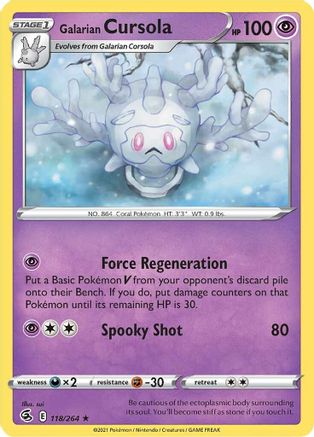 Galarian Cursola 118/264 - Reverse Holofoil SWSH08 Fusion Strike - Rare