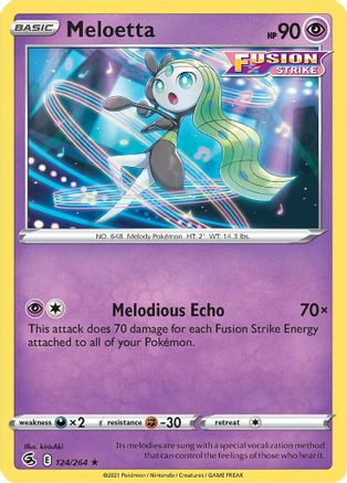 Meloetta 124/264 - Reverse Holofoil SWSH08 Fusion Strike - Rare