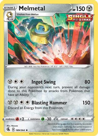 Melmetal 189/264 - Reverse Holofoil SWSH08 Fusion Strike - Holo Rare