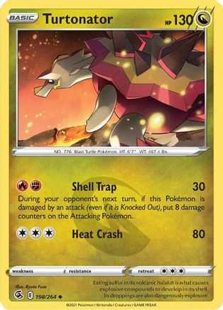 Turtonator 198/264 - Reverse Holofoil SWSH08 Fusion Strike - Uncommon