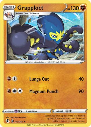 Grapploct 153/264 - Reverse Holofoil SWSH08 Fusion Strike - Uncommon
