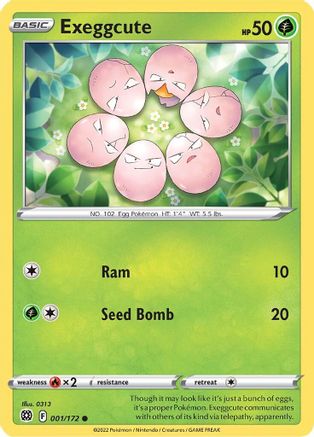 Exeggcute 001/172 - Reverse Holofoil SWSH09 Brilliant Stars - Common