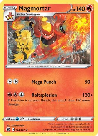 Magmortar 020/172 - Reverse Holofoil SWSH09 Brilliant Stars - Rare