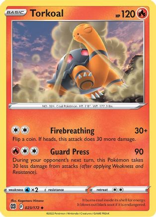 Torkoal 023/172 - Reverse Holofoil SWSH09 Brilliant Stars - Uncommon