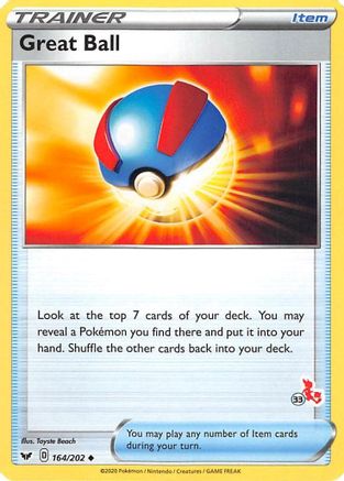Great Ball - 164/202 (#33 Cinderace Stamped)/202 Battle Academy 2022 - Promo