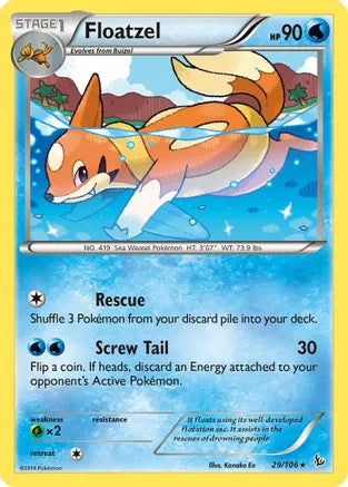 Floatzel - 29/106 - Rare - Reverse Holo