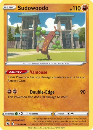 Sudowoodo 074/189 - Reverse Holofoil SWSH10 Astral Radiance - Common