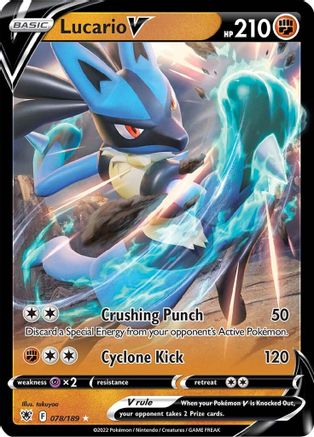 Lucario V 078/189 - Holofoil SWSH10 Astral Radiance - Ultra Rare