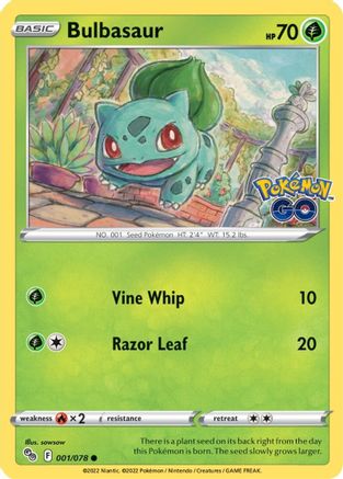 Bulbasaur 001/078 - Reverse Holofoil Pokemon GO - Common