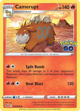 Camerupt 014/078 - Reverse Holofoil Pokemon GO - Uncommon