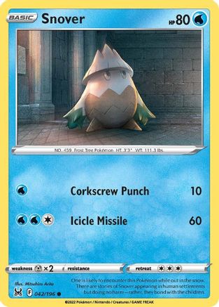 Snover 042/196 - Reverse Holofoil SWSH11 Lost Origin - Common