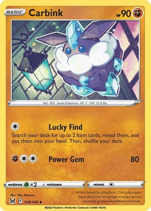 Carbink 108/196 SWSH11 Lost Origin - Uncommon
