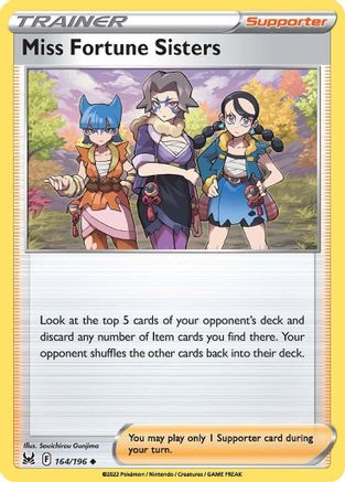 Miss Fortune Sisters 164/196 - Reverse Holofoil SWSH11 Lost Origin - Uncommon