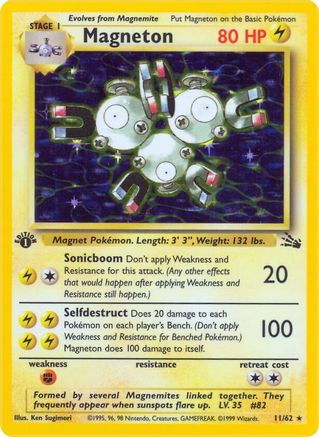Magneton (11) 011/62 - Unlimited Holofoil Fossil - Holo Rare