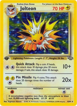 Jolteon (4) 004/64 - 1st Edition Holofoil Jungle - Holo Rare