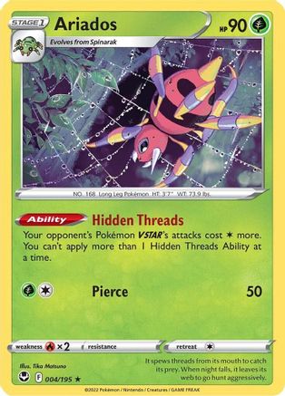 Ariados 004/195 - Reverse Holofoil SWSH12 Silver Tempest - Holo Rare