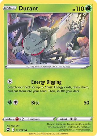 Durant 013/195 - Reverse Holofoil SWSH12 Silver Tempest - Common