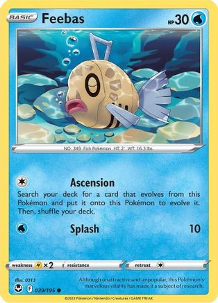 Feebas 039/195 - Reverse Holofoil SWSH12 Silver Tempest - Common